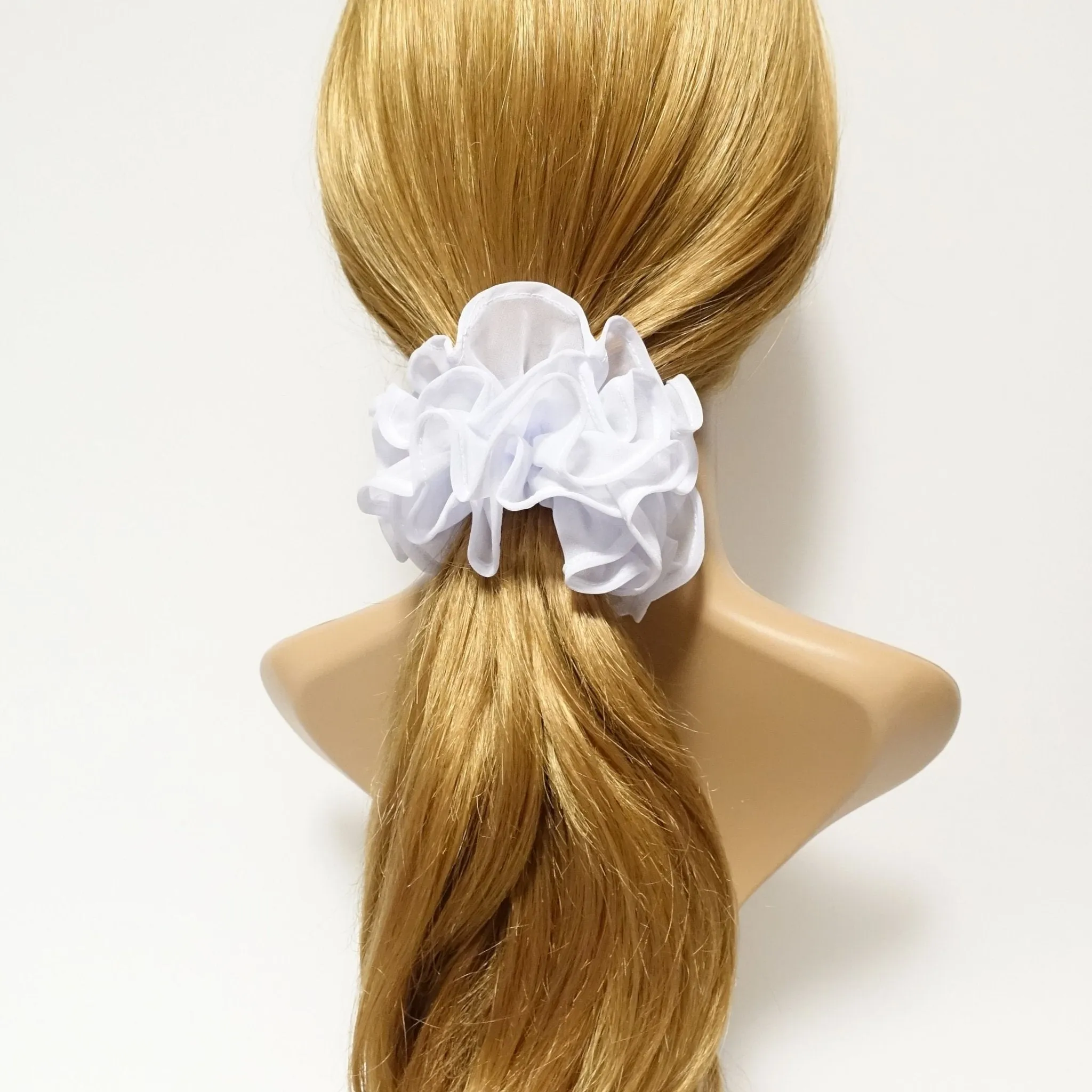 Solid color Sheer Chiffon scrunchie Fabric Hair Tie scrunchy Elastic Band in women scrunchies accessory
